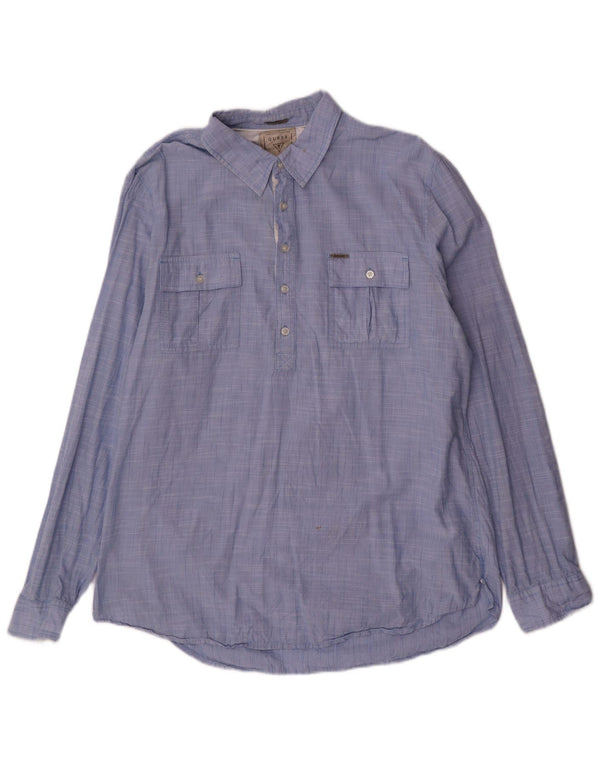Camicia pullover da uomo vestibilità regolare Guess XL in cotone blu