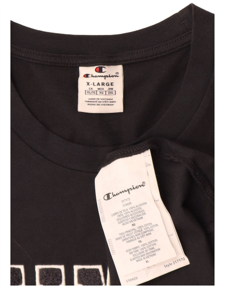 T-shirt grafica da uomo Champion Top XL in cotone nero