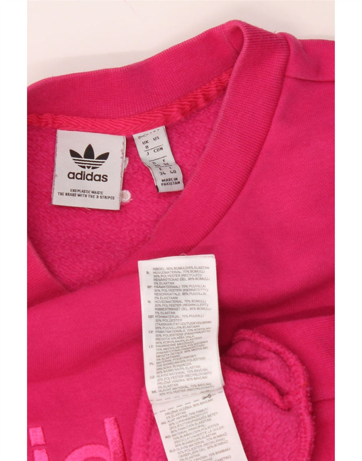 ADIDAS Womens Graphic Oversized Sweatshirt Jumper UK 8 Small  Pink Cotton Vintage Adidas and Second-Hand Adidas from Messina Hembry 