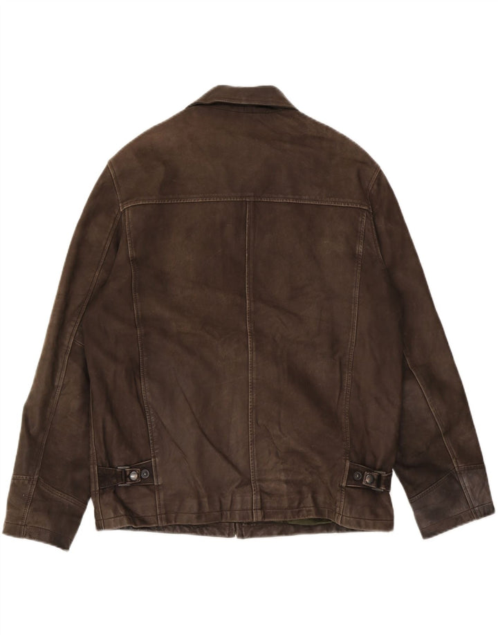 Giacca in pelle da uomo Zara UK 38 Pelle marrone medio