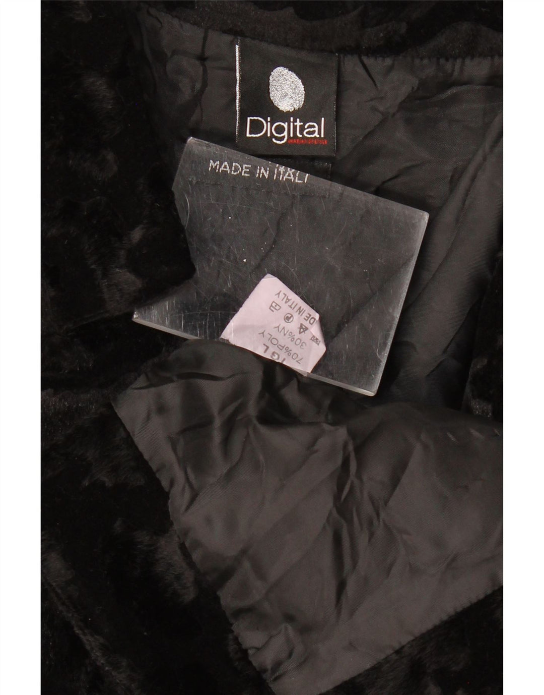 Giacca bolero da donna in pelliccia sintetica VINTAGE UK 14 grande poliestere nero