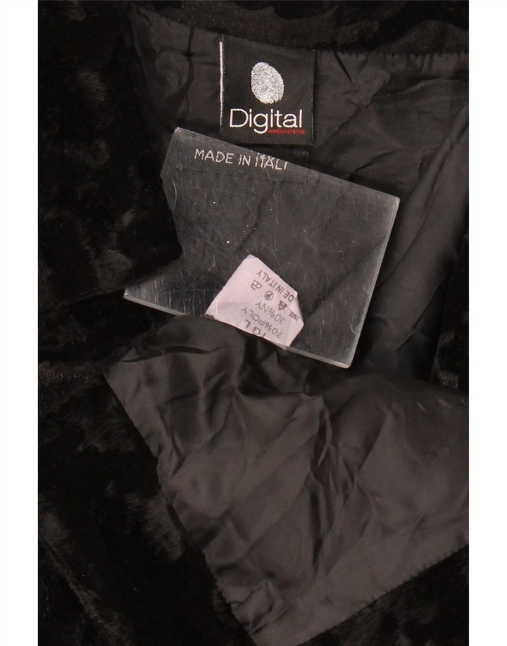 Giacca bolero da donna in pelliccia sintetica VINTAGE UK 14 grande poliestere nero