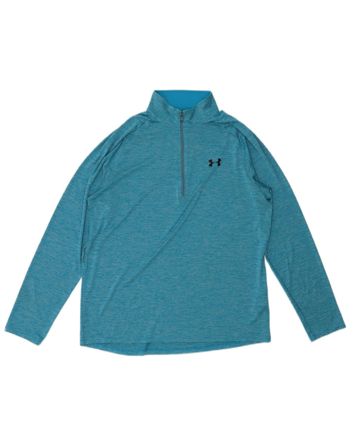 Under Armour Maglia da uomo con zip e collo a maniche lunghe in poliestere chiazzato blu