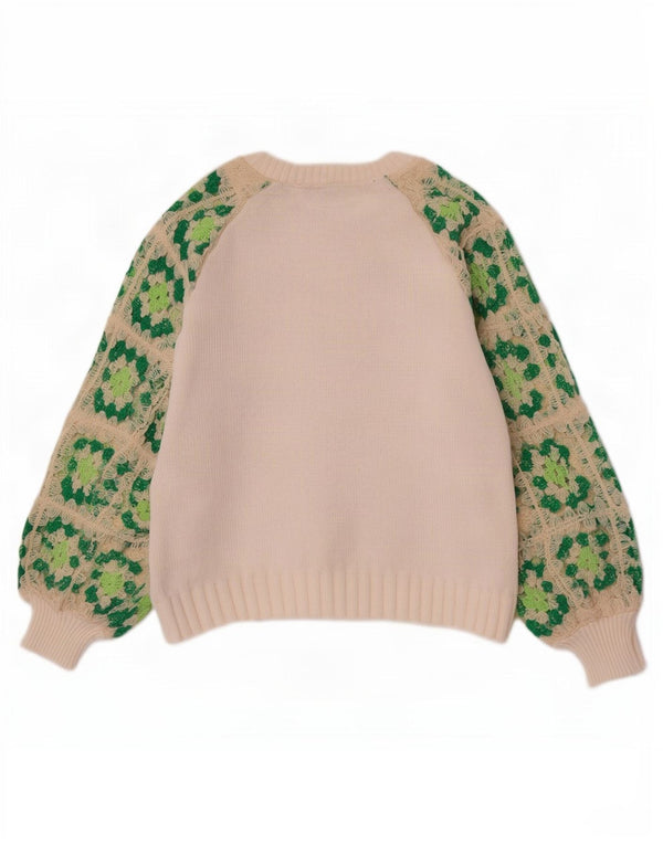 Maglione Zara da donna con scollo a barca UK 10 piccolo bianco geometrico