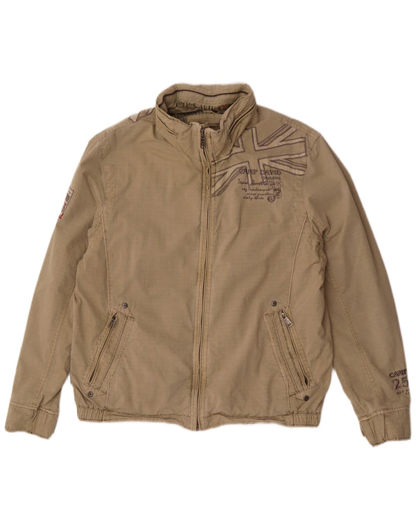 Camp David Bomber con cappuccio grafico da uomo UK 42 XL Cotone a righe beige