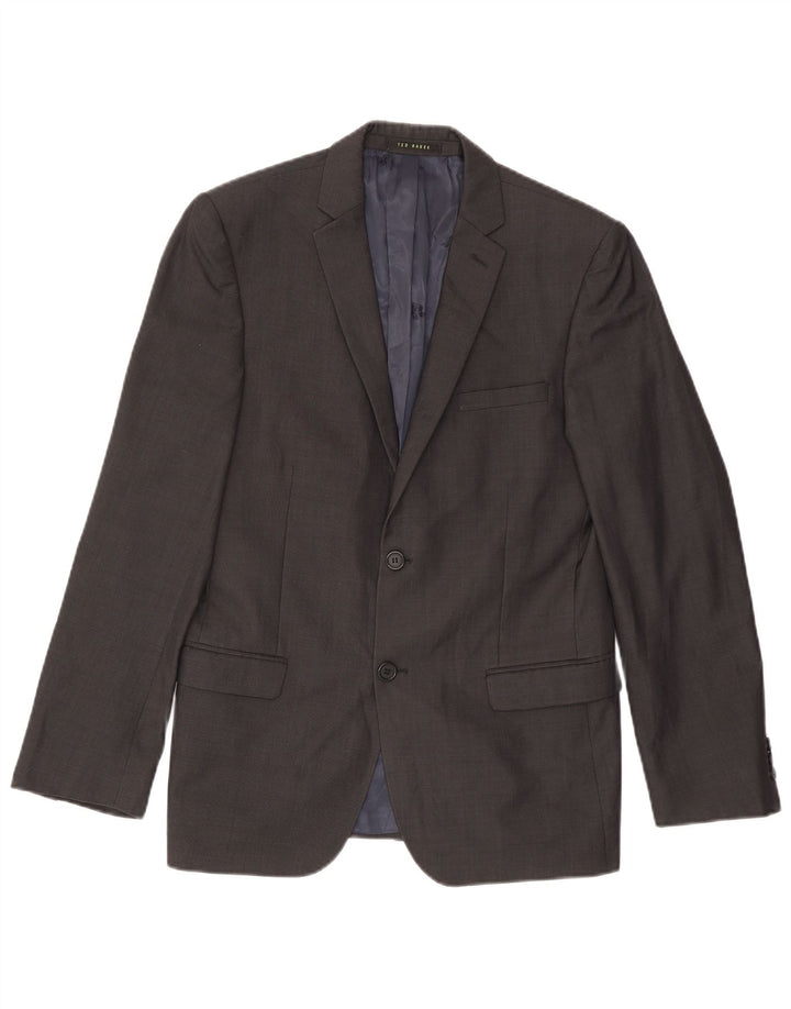 Giacca blazer da uomo a 2 bottoni Ted Baker UK 38 Lana grigio medio