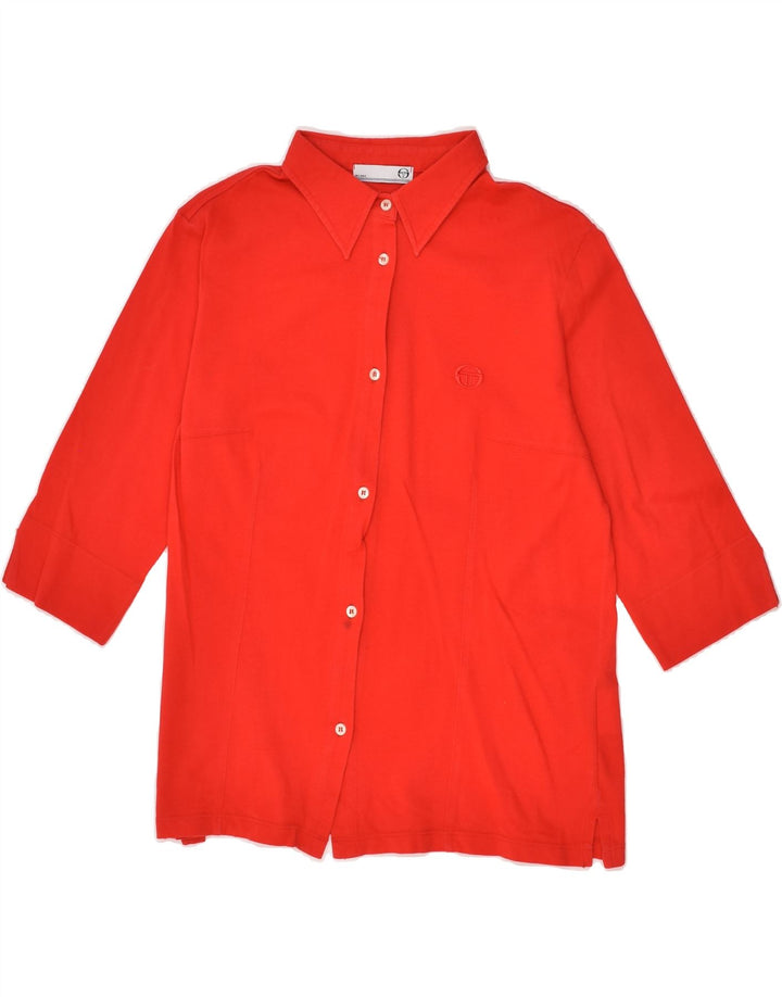 SERGIO TACCHINI Womens 3/4 Sleeve Shirt UK 18 XL Red Cotton | Vintage Sergio Tacchini | Thrift | Second-Hand Sergio Tacchini | Used Clothing | Messina Hembry 