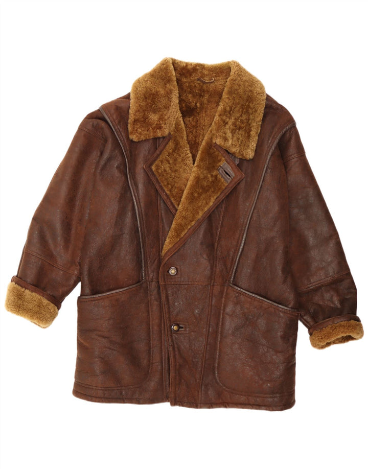 Giacca in shearling da uomo Vinci UK 40 Shearling marrone grande