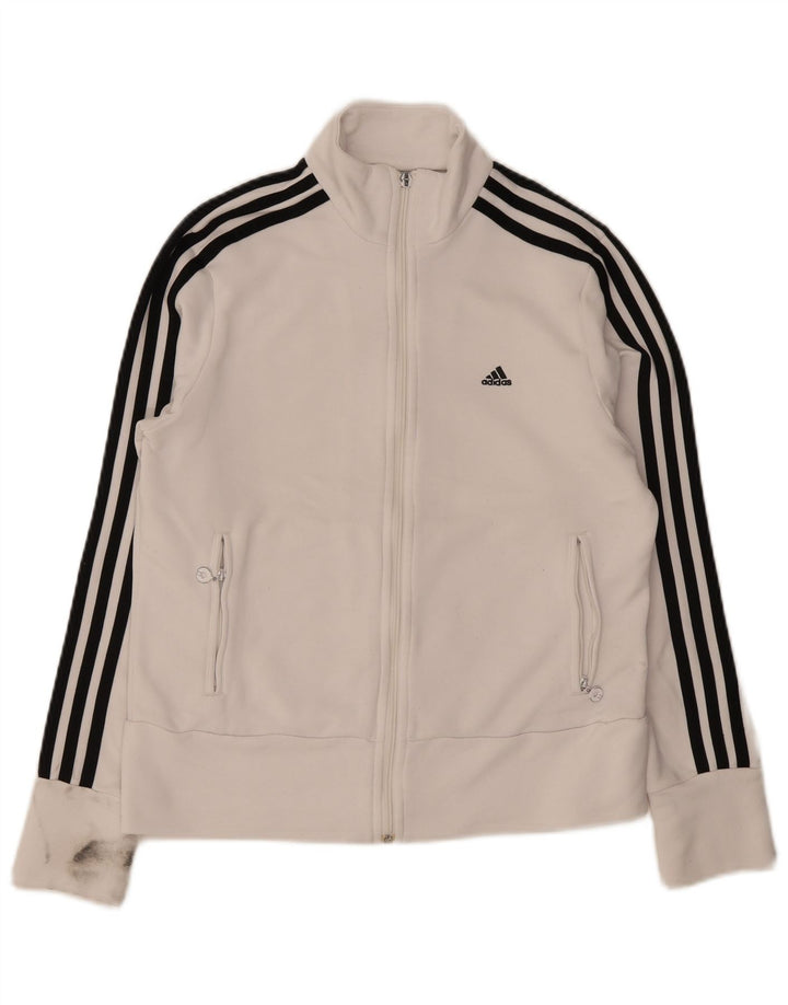 Giacca da tuta da donna Adidas UK 16 grande poliestere bianco