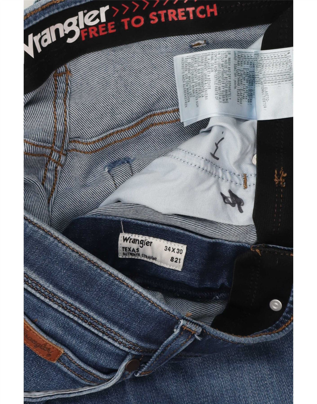Jeans dritti da uomo Wrangler Texas W34 L26 cotone blu