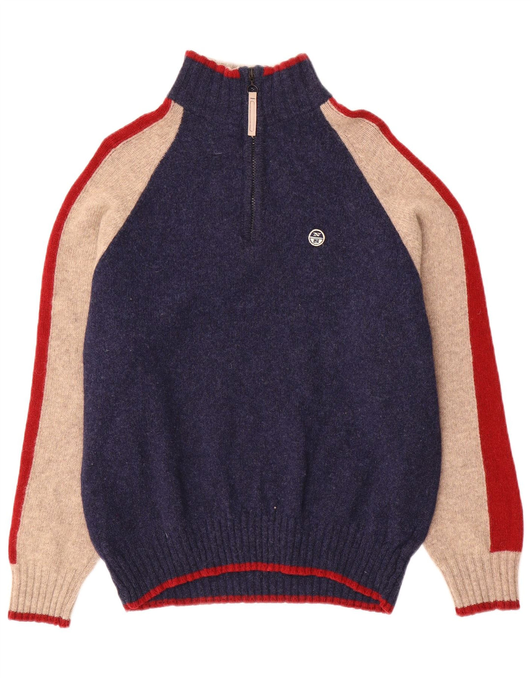Maglione da uomo North Sails con zip e collo in lana color block medio blu navy