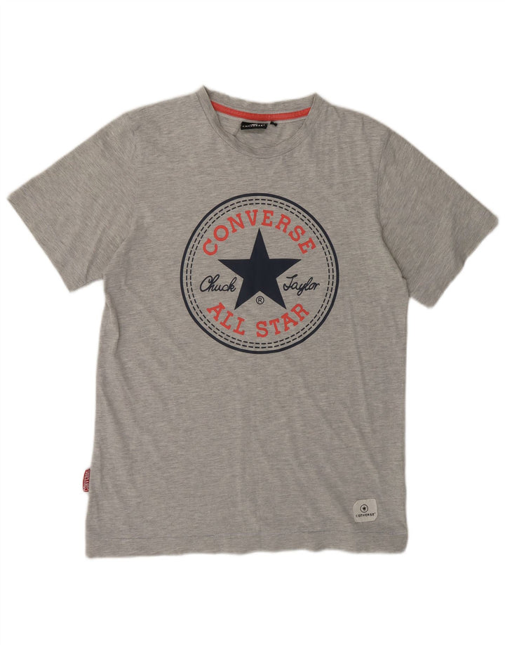 CONVERSE Mens Graphic T-Shirt Top Small Grey Flecked Cotton