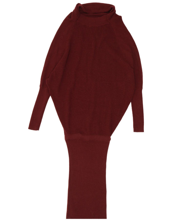 Abito da donna a vita bassa a pipistrello lavorato a maglia di All Saints UK 10 piccolo marrone