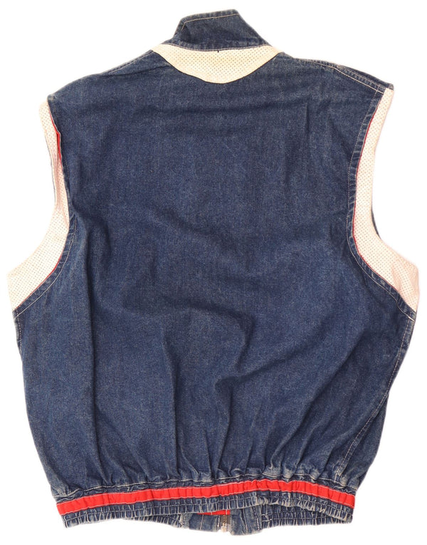 Gilet in denim vintage da uomo UK 40 grande color block blu