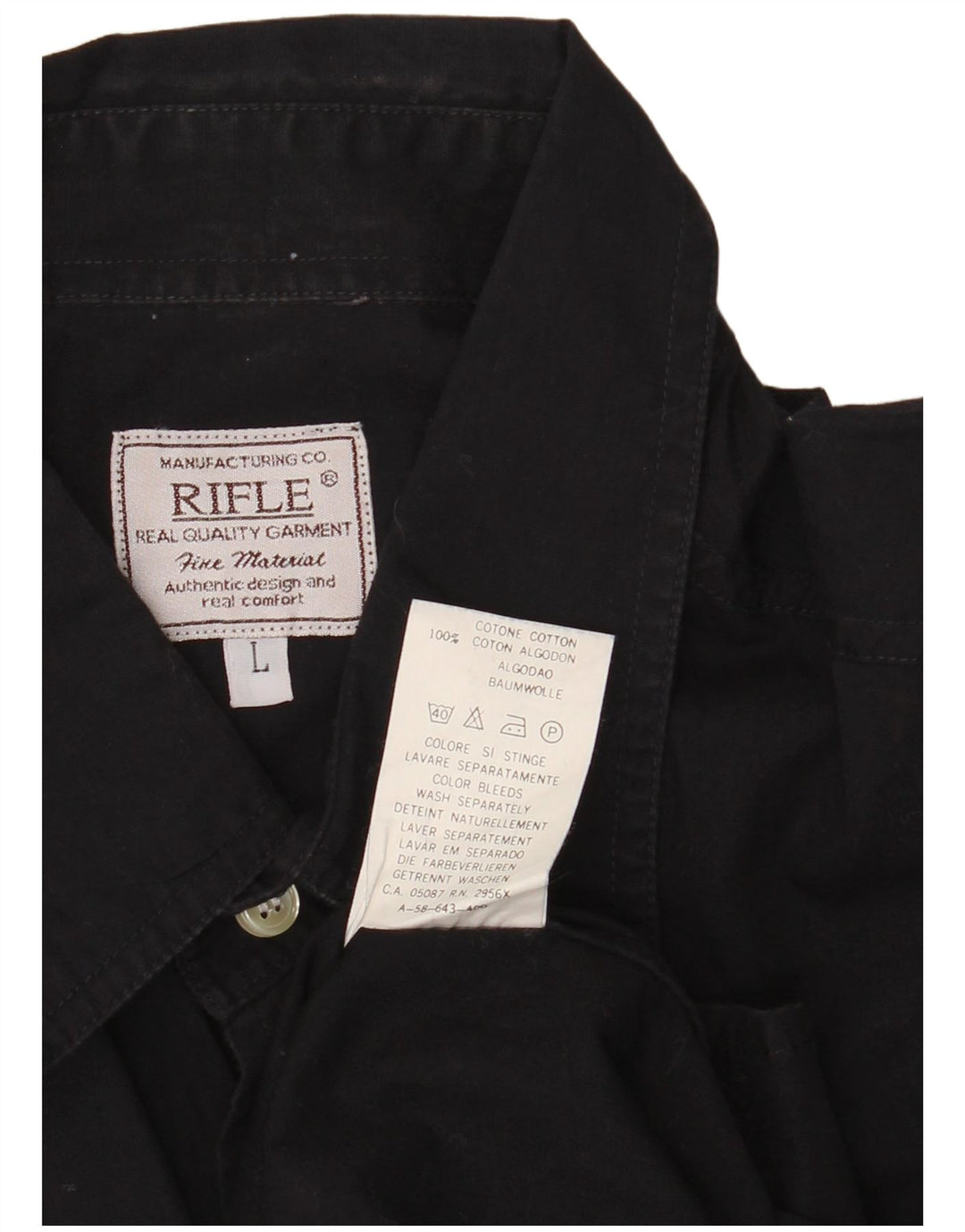 Camicia a maniche corte da uomo Rifle Large in cotone nero
