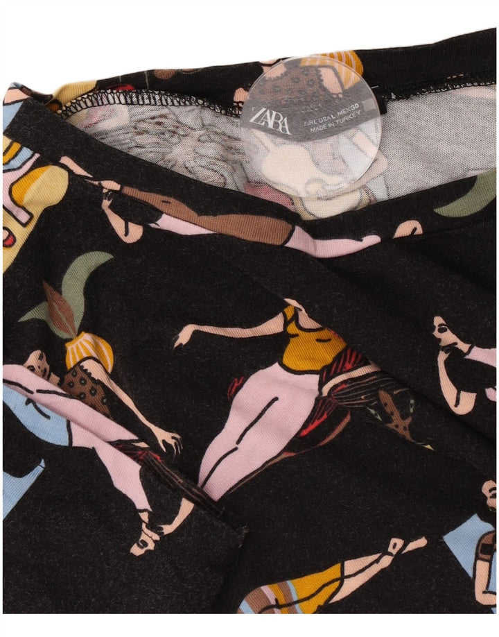 T-shirt grafica da donna Zara Top UK 16 grande nera