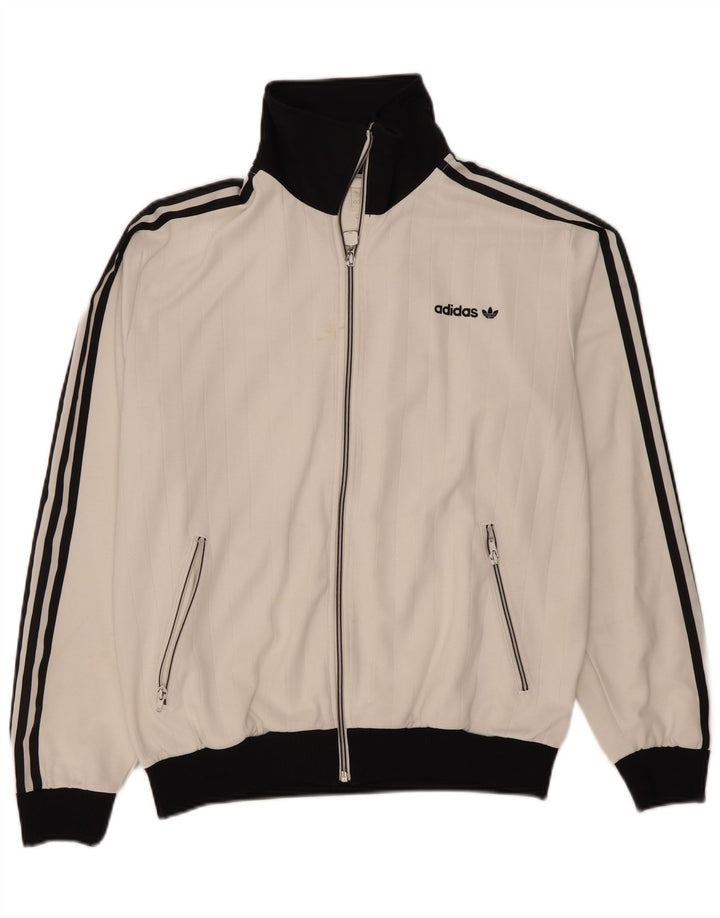 Giacca da ginnastica da uomo Adidas, giacca grande, in cotone color block bianco