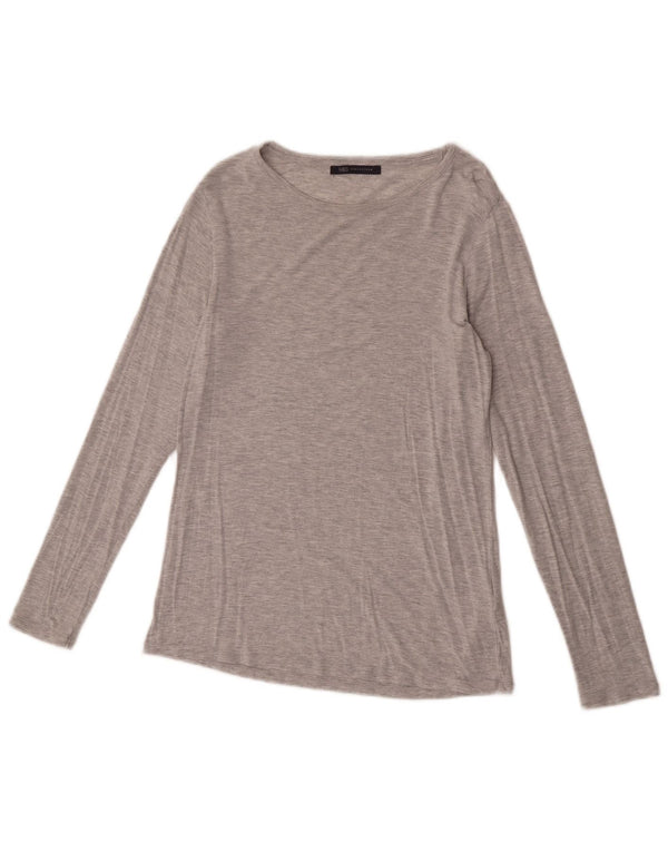 Top manica lunga da donna Marks & Spencer UK 14 grigio medio modal