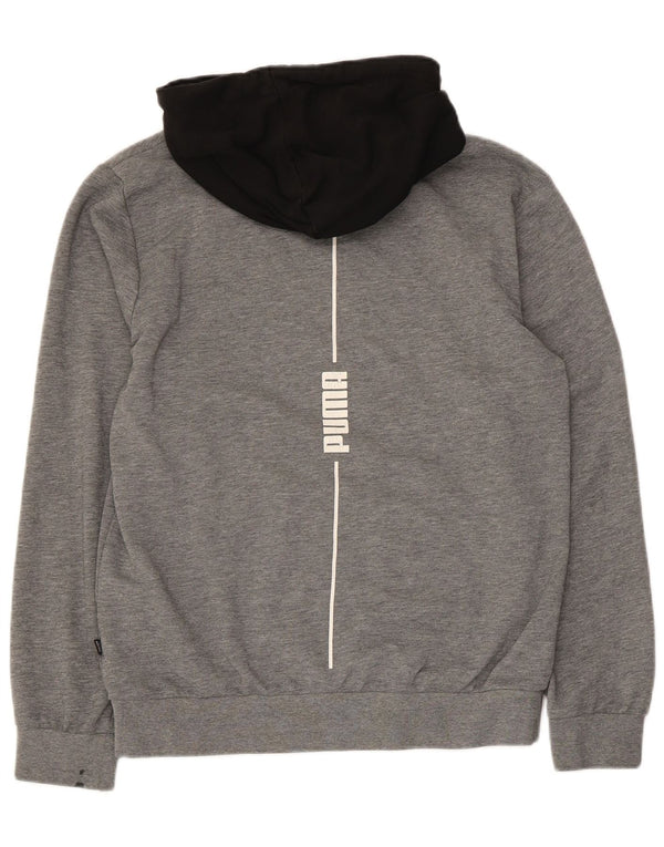 Felpa con cappuccio grafica da uomo Puma Small in cotone color block grigio