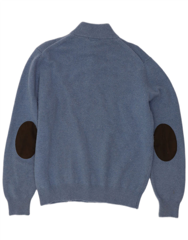 Maglione da uomo Hackett con zip e collo grande in lana blu