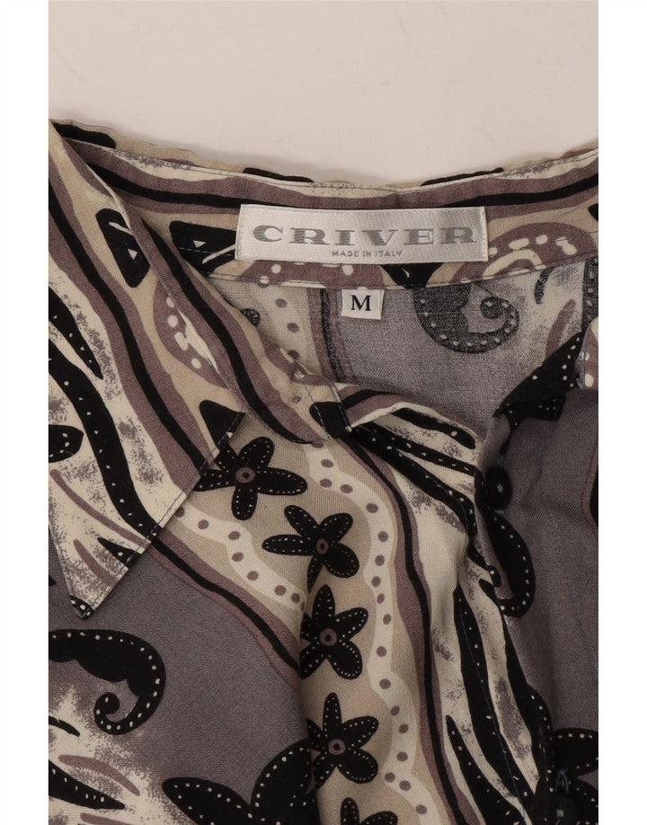 CRIVER Mens Short Sleeve Shirt Medium Grey Floral Vintage Criver and Second-Hand Criver from Messina Hembry 