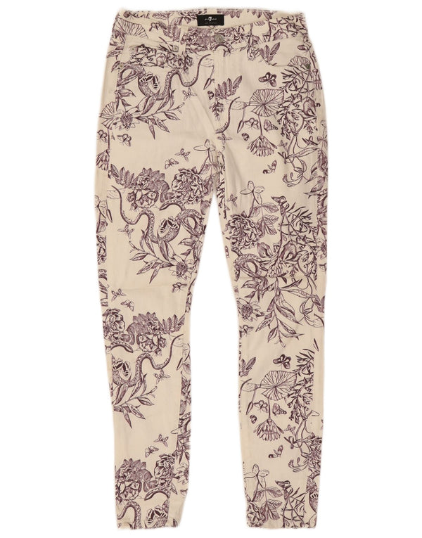 7 FOR ALL MANKIND Jeans skinny da donna W25 L26 Cotone floreale bianco sporco