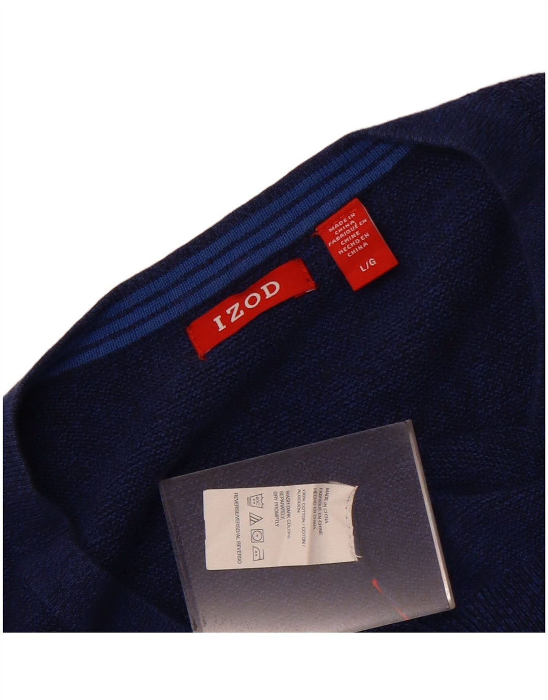 Maglione da uomo con scollo a V Izod grande cotone blu