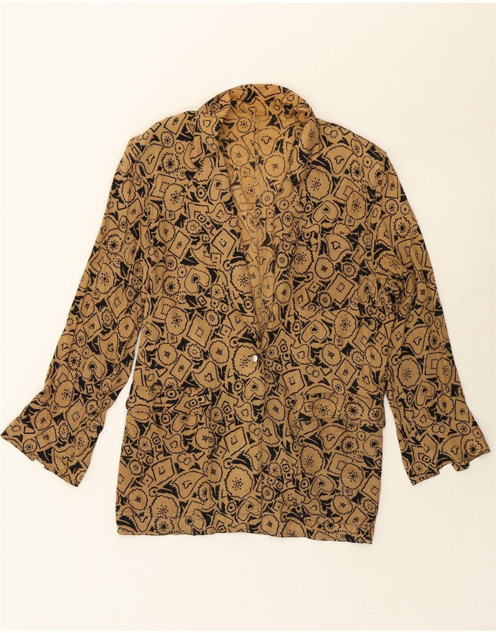 VINTAGE Womens 1 Button Blazer Jacket UK 16 Large Brown Floral Vintage Vintage and Second-Hand Vintage from Messina Hembry 