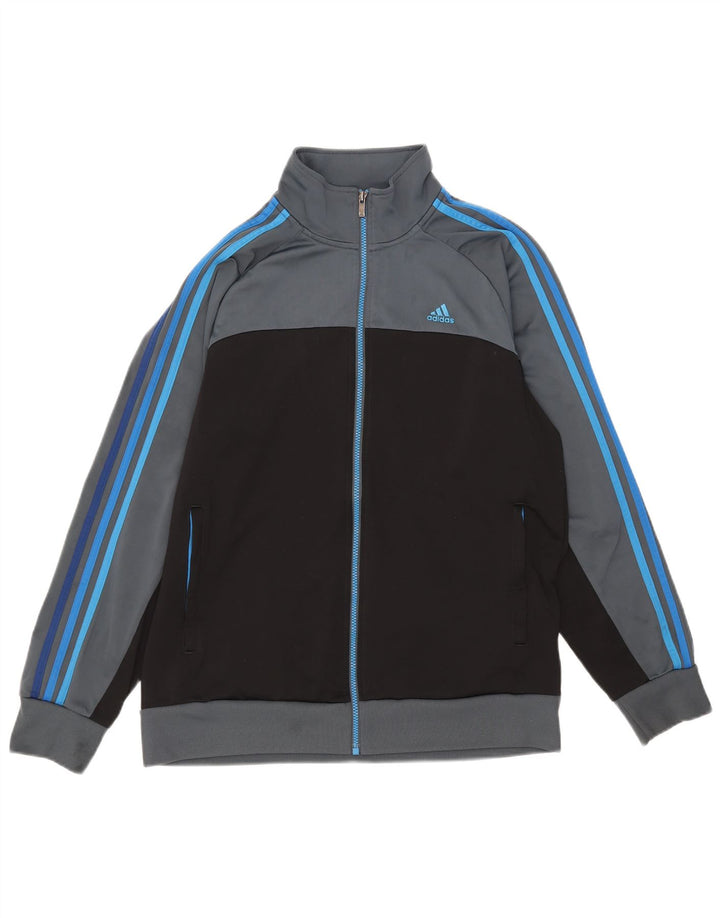 Giacca da ginnastica da uomo Adidas Large in poliestere color block grigio