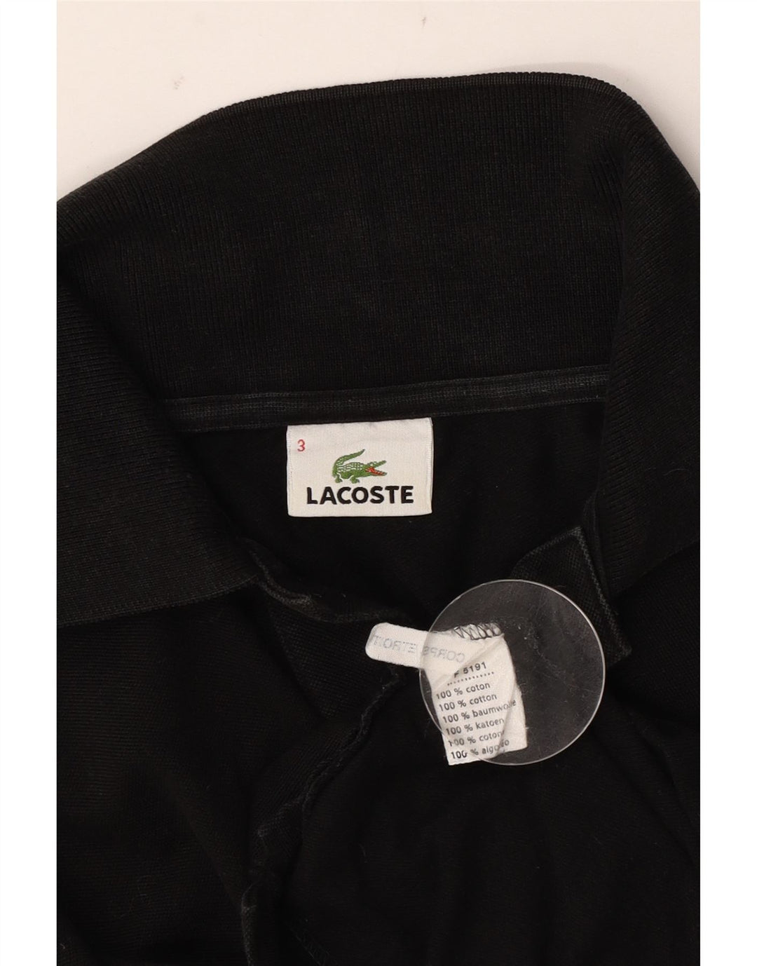 Polo da uomo Lacoste taglia 3 piccola in cotone nero