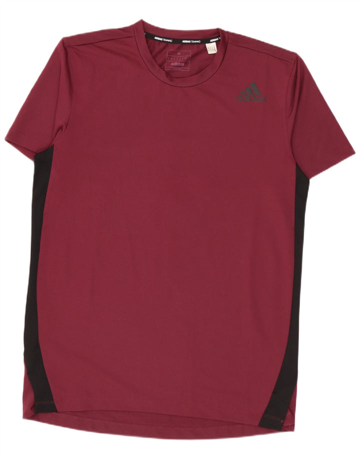 T-shirt da uomo Adidas Top in poliestere color block bordeaux medio