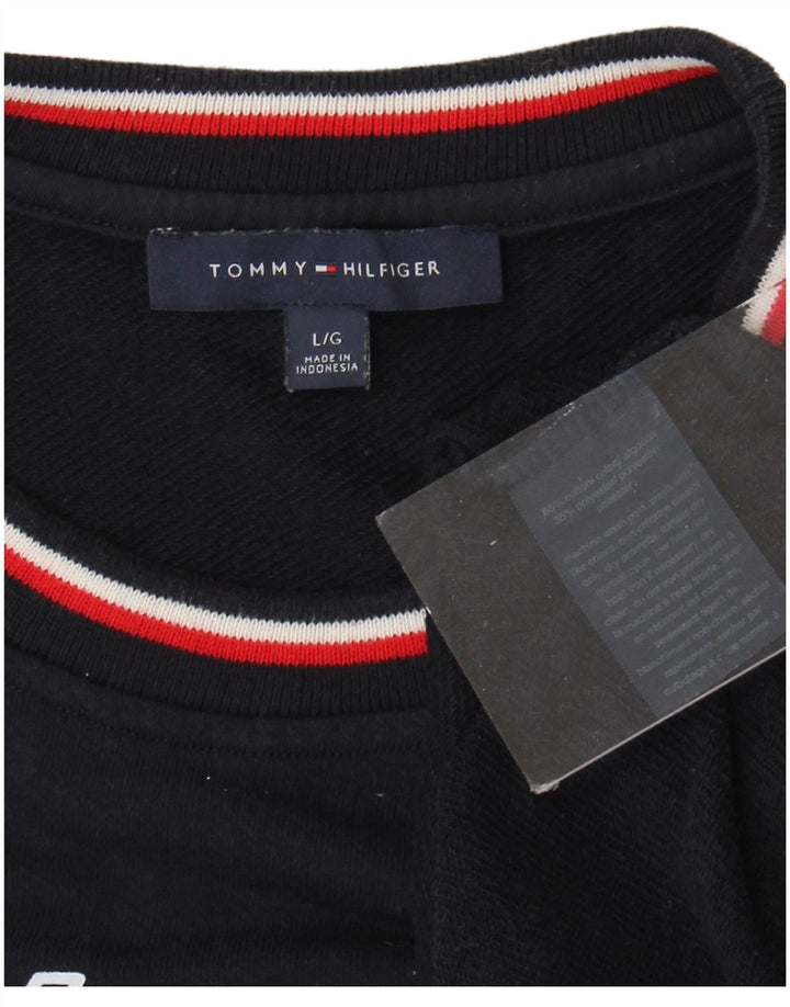 Felpa grafica da donna Tommy Hilfiger Maglione UK 16 Large Blu Navy