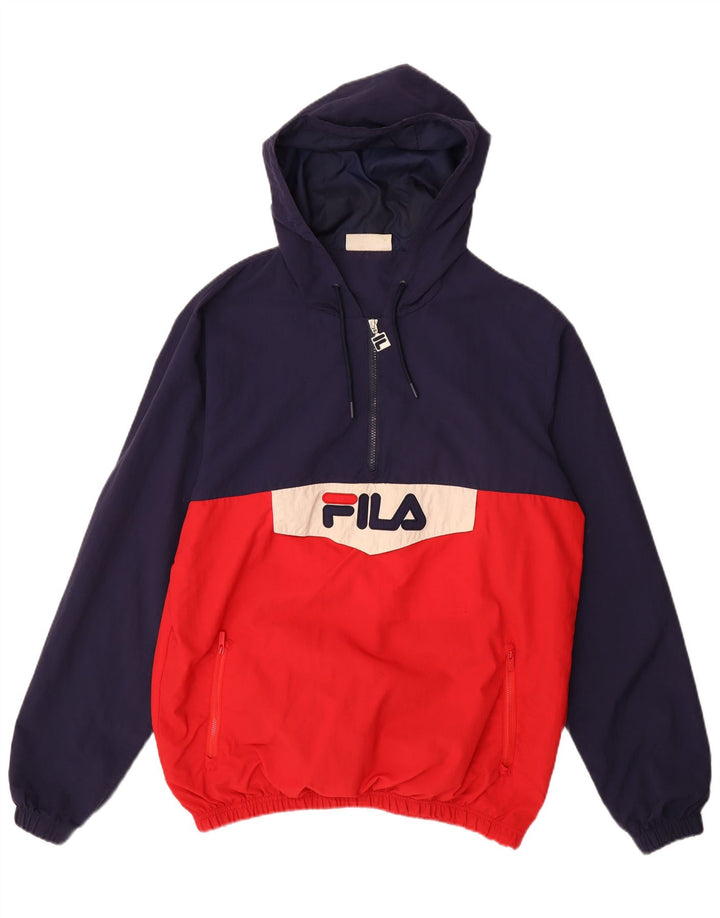 Giacca anorak con cappuccio grafico da uomo FILA UK 40 Large Blu Navy Colourblock