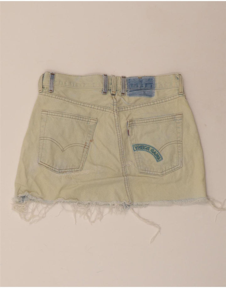 LEVI'S Minigonna in denim invecchiato da donna W28 cotone blu medio