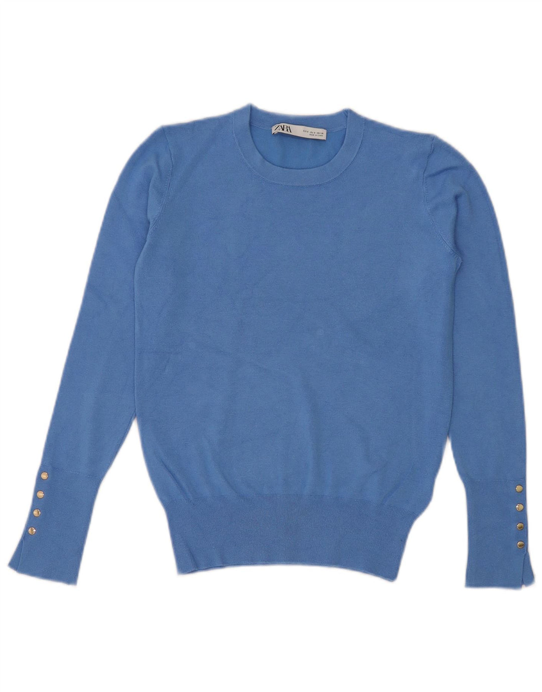Maglione maglione girocollo da donna Zara UK 10 piccolo viscosa blu