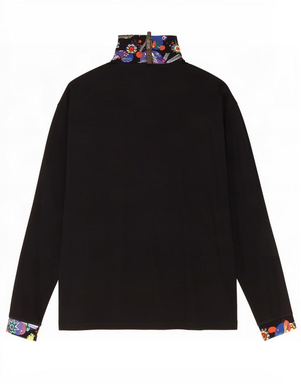 Conte of Florence Top da donna a maniche lunghe UK 16 Large Nero geometrico