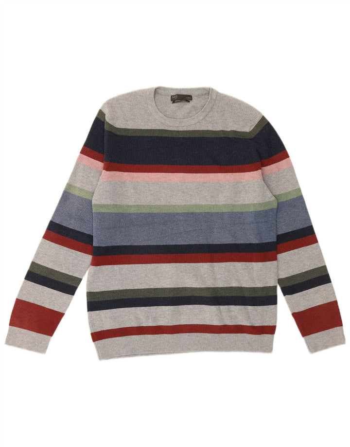 Marks & Spencer Maglione girocollo da uomo a righe grandi multicolori