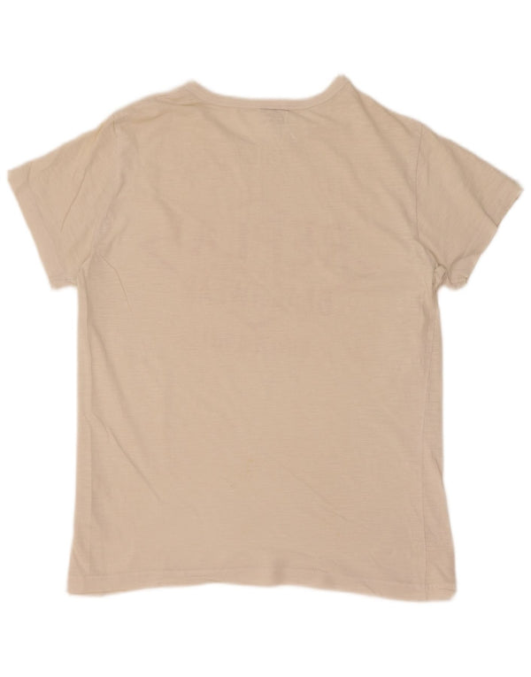 T-shirt grafica da donna Replay Top UK 12 cotone bianco sporco medio