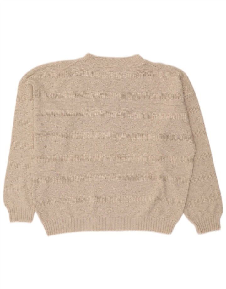 CENTRO MAGLIA Mens Crew Neck Jumper Sweater Medium Beige Acrylic