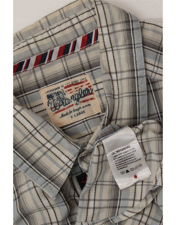 Camicia a maniche corte da uomo Wrangler XL in cotone a quadri grigio