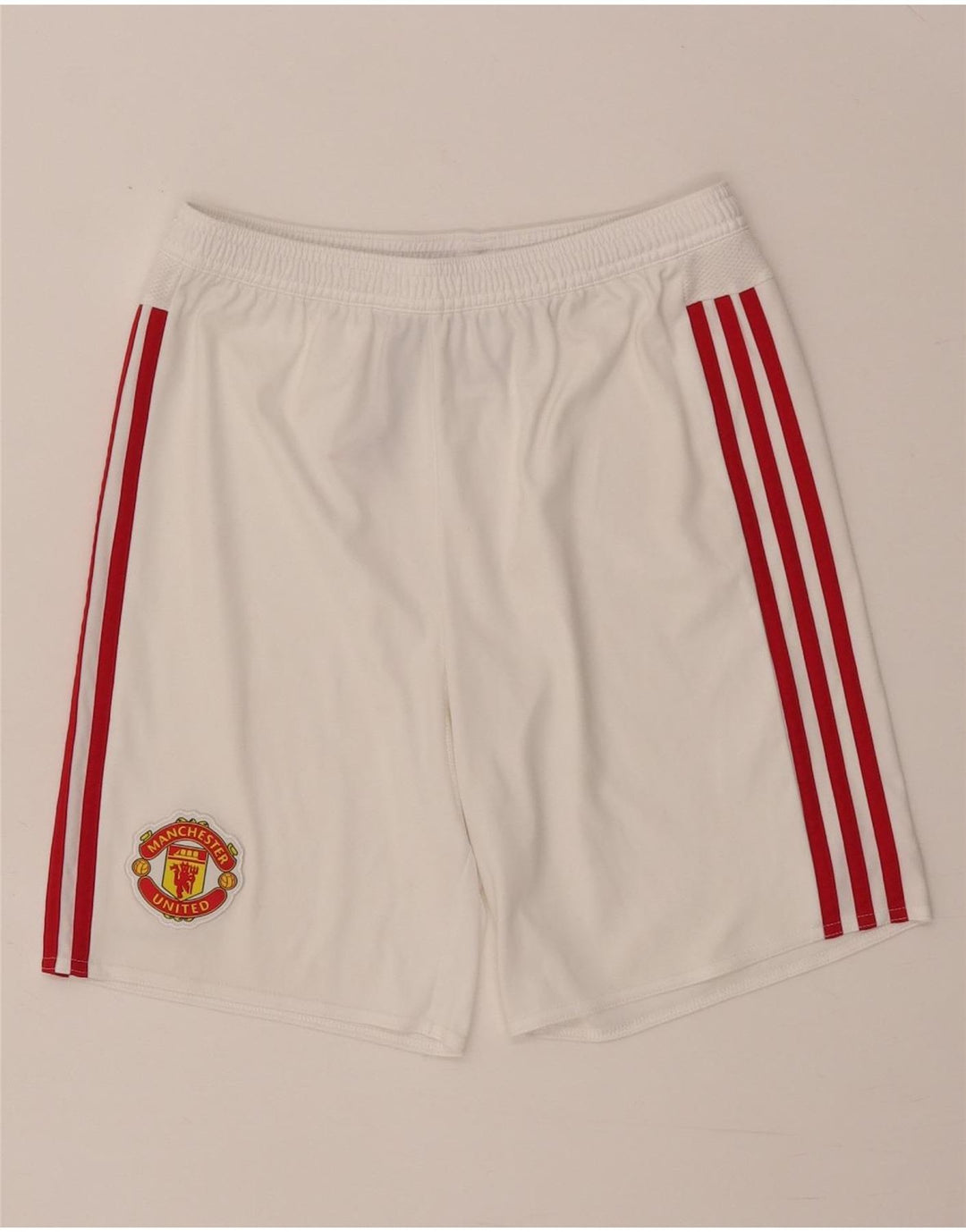 Pantaloncini sportivi Adidas da ragazzo del Manchester United 13-14 anni in poliestere bianco