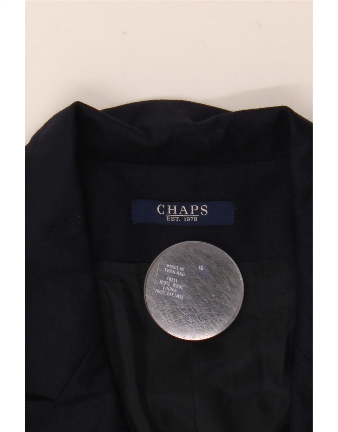 Giacca blazer doppiopetto da donna Chaps US 16 XL Lana blu navy