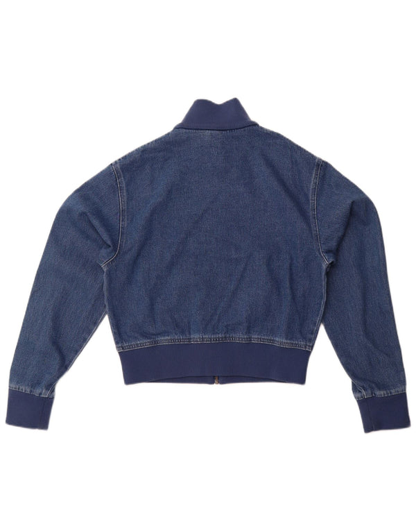 Giacca di jeans corta Adidas da donna vestibilità ampia UK 8/10 piccolo cotone blu