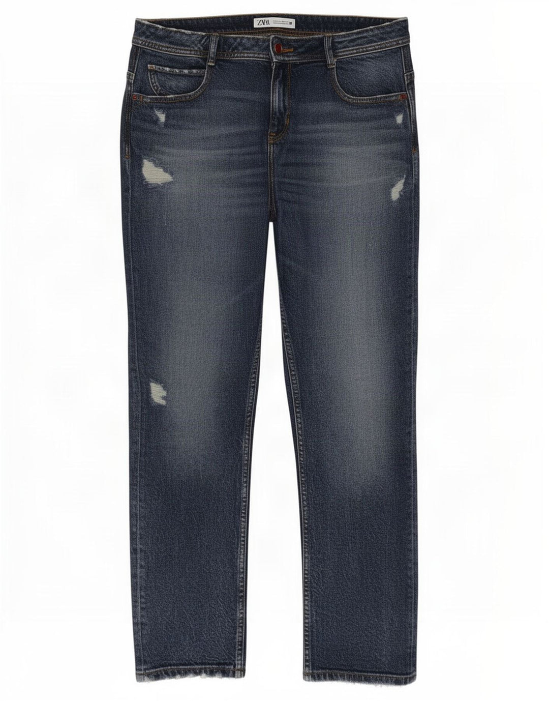 Jeans slim invecchiati da donna Zara EU 40 medio W30 L28 cotone blu