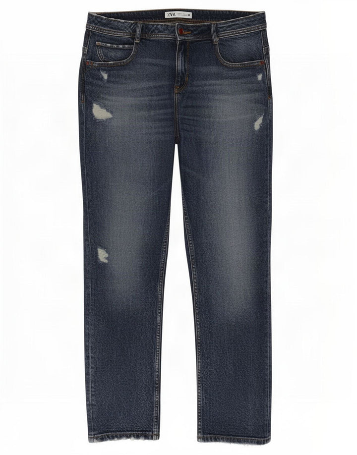Jeans slim invecchiati da donna Zara EU 40 medio W30 L28 cotone blu
