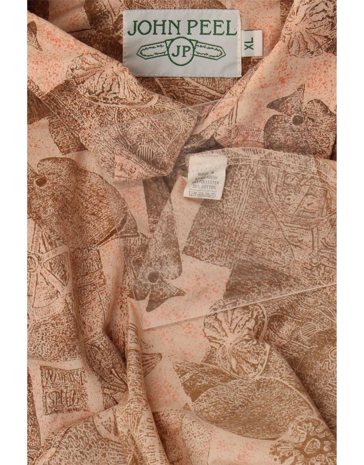 Camicia a maniche corte da uomo con motivo astratto John Peel XL Poliestere beige