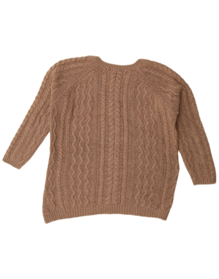 Maglione maglione girocollo oversize da donna Marks & Spencer UK 14 grande marrone