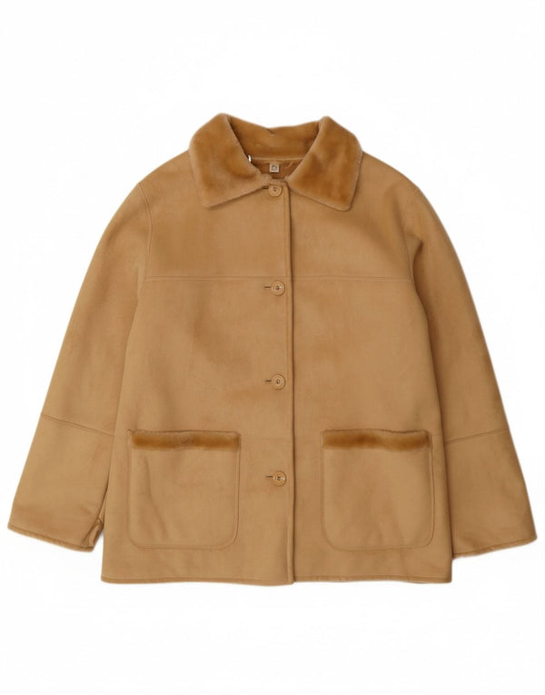 Giacca Sherpa da donna VINTAGE EU 44 XL Acrilico beige