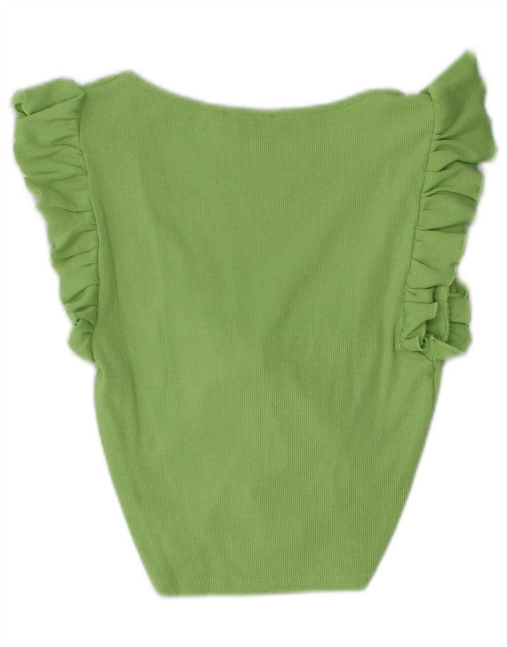 Top corto in camicetta corta da donna Zara UK 12 verde medio