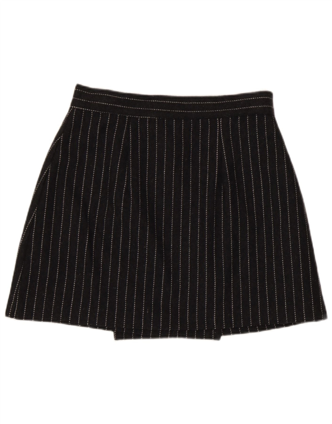 Mini gonna a portafoglio vintage da donna IT 44 media W28 viscosa a righe grigie